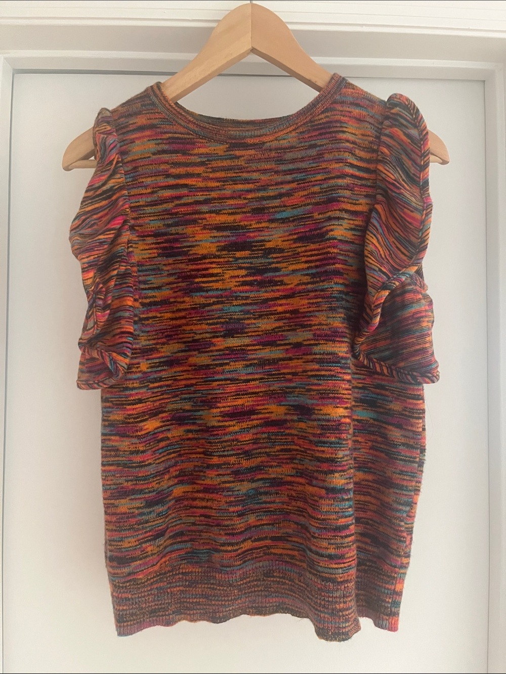 Anthropologie Multicolor Ruffle Sleeve, Sleeveless Knit Top | Like New!
